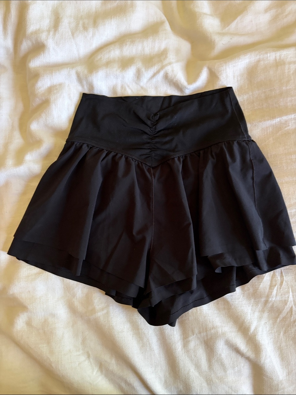 High-Waist Black Flow Shorts aerie